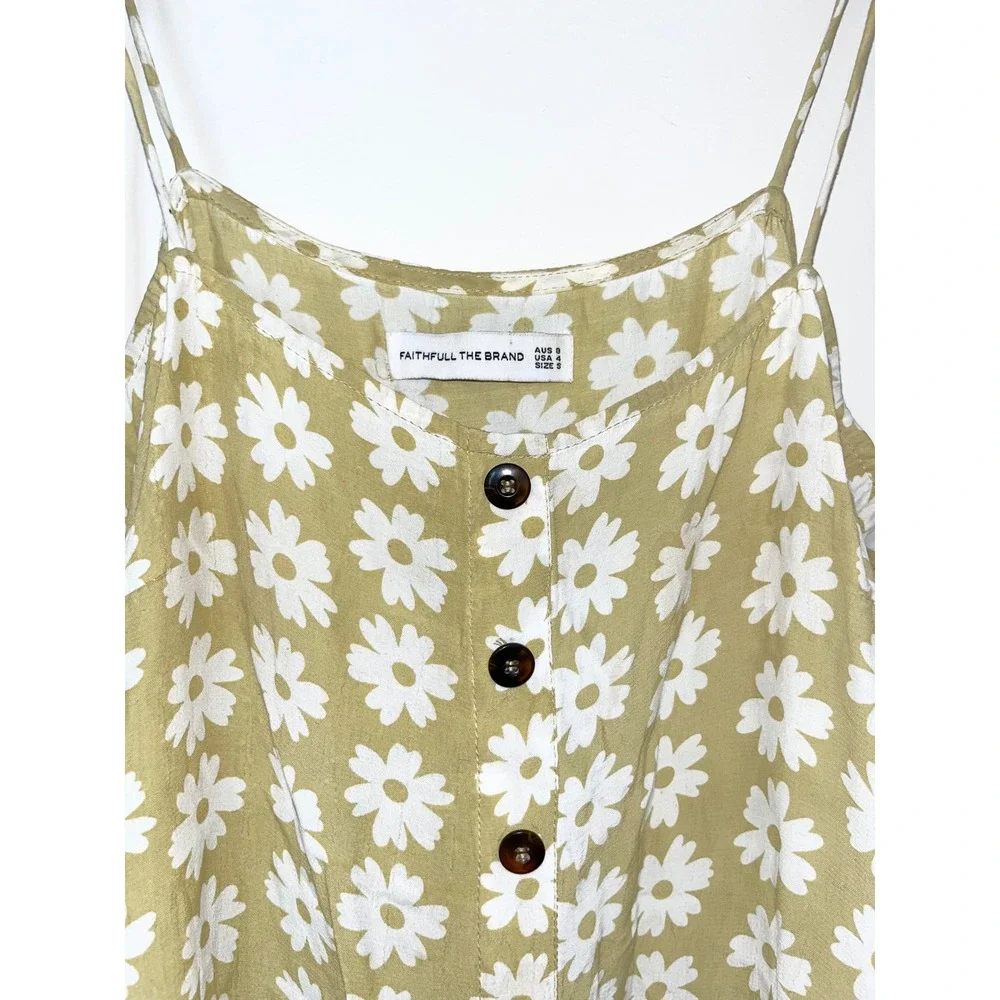Anthropologie Faithfull the Brand Arrieta Daisy Midi Slit Dress Tie Strap Size 4